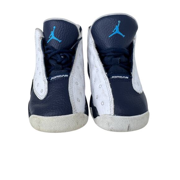 Air Jordan 13 Retro 'Obsidian' Kids Size 8C White Leather Lace Up DJ3004-144 - Picture 3 of 8